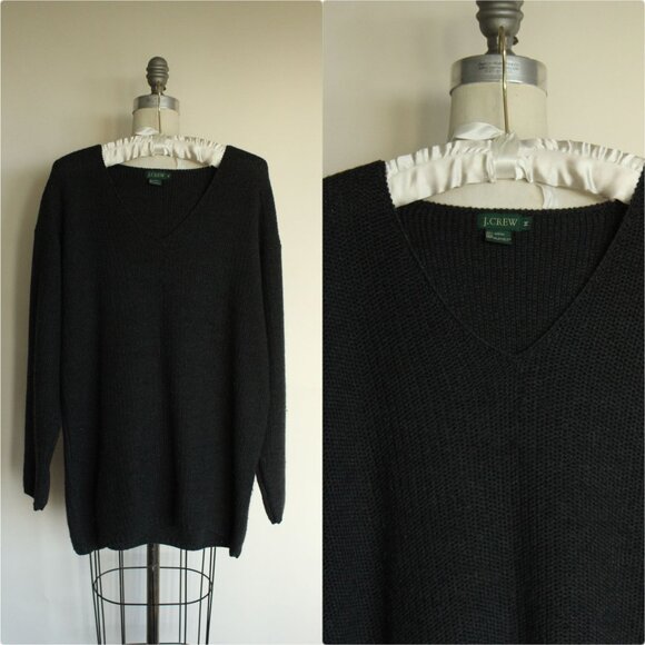 J Crew Mens Merino Wool Dark Gray Sweater, Size Medium, V Neck Pullover - Picture 1 of 11